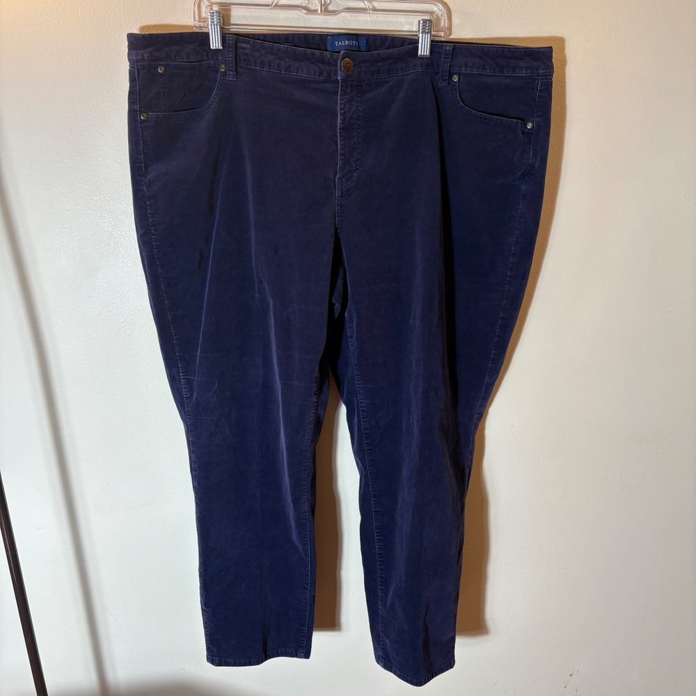 Talbots Corduroy Slim Ankle Pants Womens Size 24W‎ Navy Blue